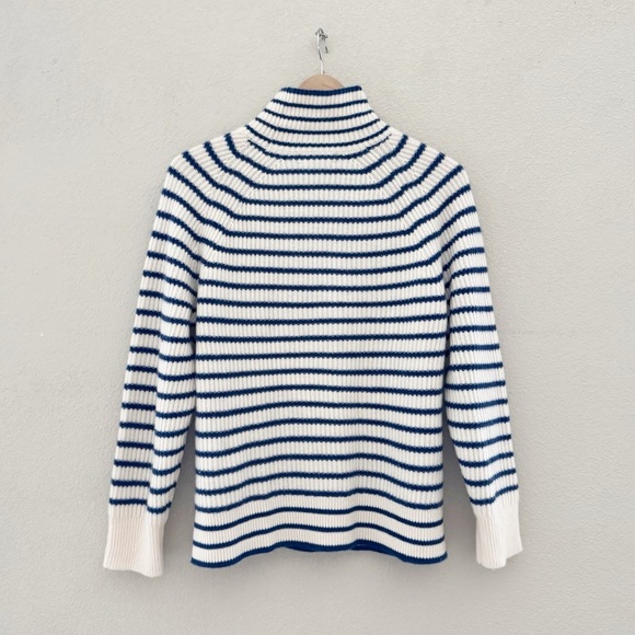 J. Crew Ribbed Cashmere Turtleneck Sweater Pullover Stripe Knit Classic Prep XS - Picture 3 of 12
